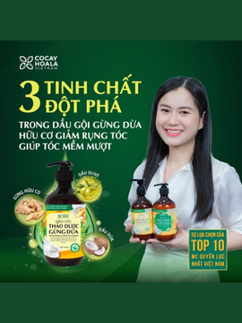 NGĂN RỤNG TÓC, KÍCH THÍCH MỌC TÓC CON NHANH VỚI GỪNG DỪA HỮU CƠ CỎ CÂY HOA LÁ